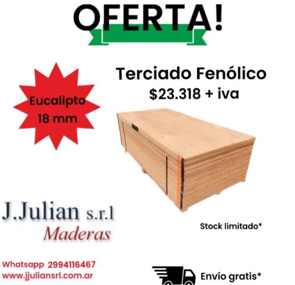 TERCIADO FENOLICO EUCA 2.44 MTS x1.22 MTS x18MM INDUSTRIAL